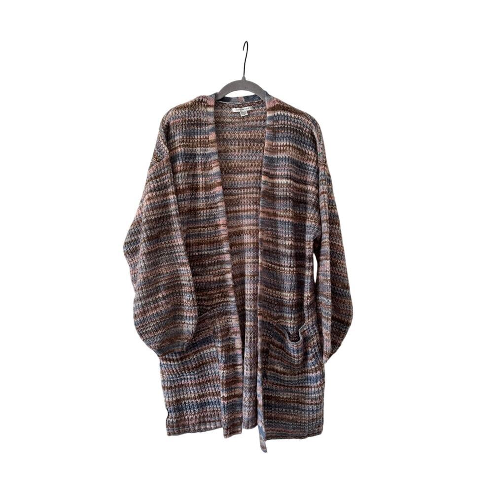 American Eagle Outfitters Front Cardigan Multicolor Waffle Knit Pocket Sweater - Picture 3 of 12